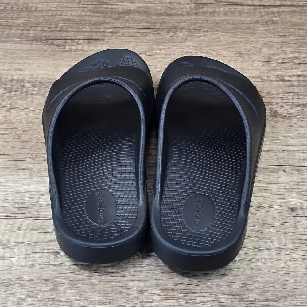 Oofos OOahh Slide Mens Size 12 Black Outdoor Sport Recovery Sandals